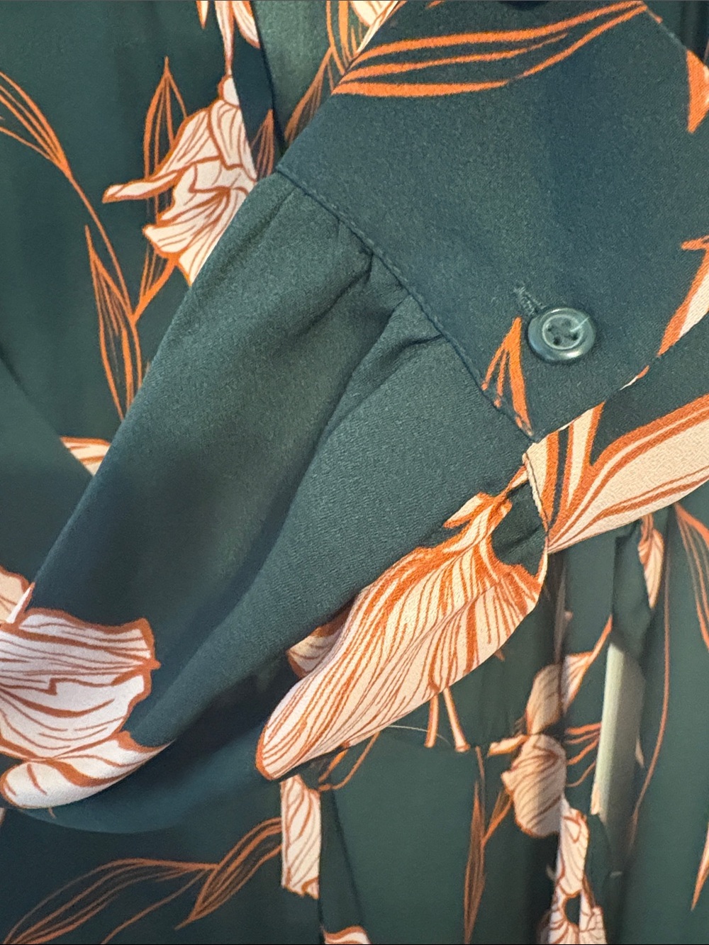 A New Day dark green Midi Dress with Peach Floral Print - Picture 2 of 3